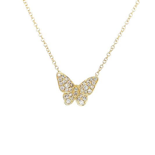 18k Yg 0.23 Rd Tcw Butterfly Necklace