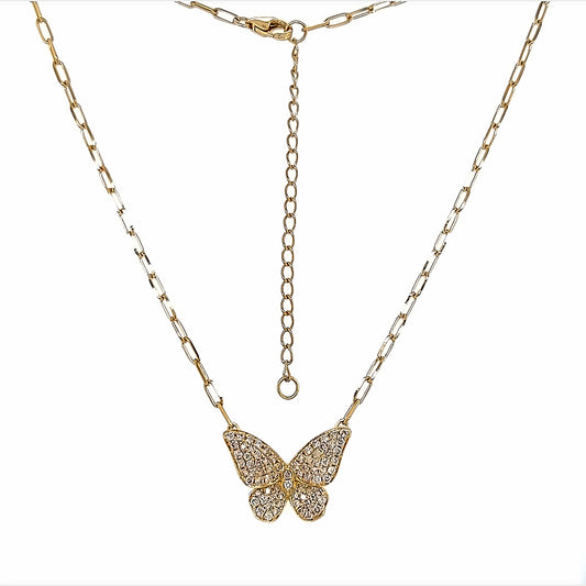 Collar De Mariposa De 18k Yg 0.47 Rd Tcw