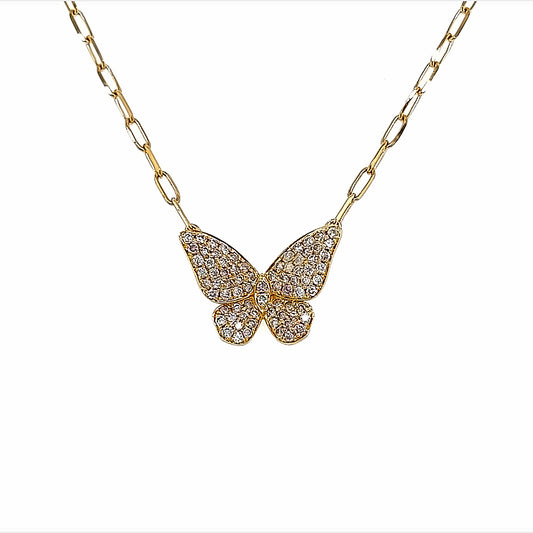 18k Yg 0.47 Rd Tcw Butterfly Necklace