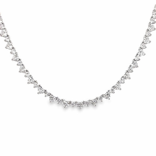 12.24 Cts Natural Diamond Riviera Heart Shape Eternity Necklace