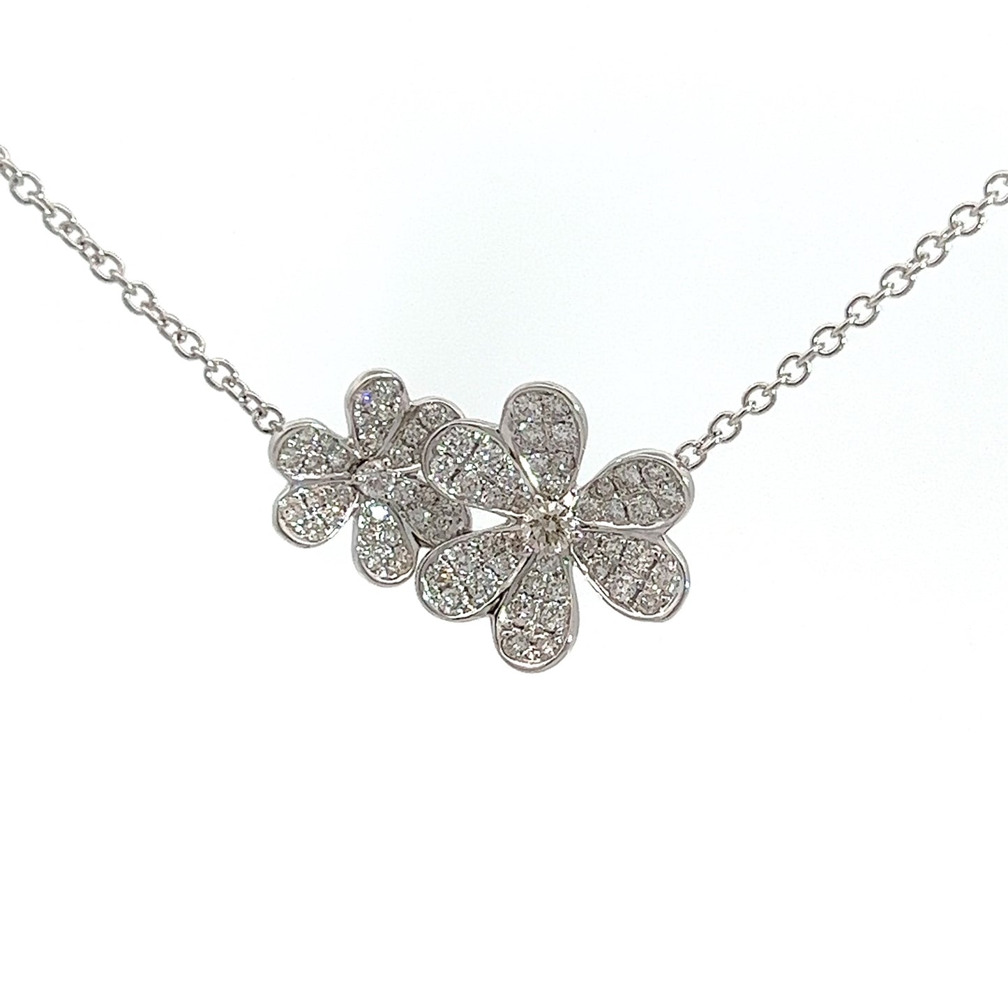 Collar de doble flor de 14 k Wg 0,87 Rd Tcw