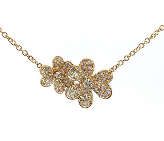 18k Yg 0.92 Rd Tcw Double Flower Necklace