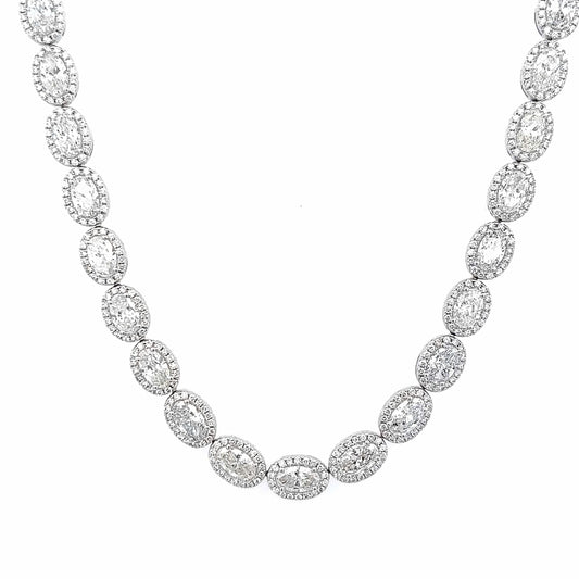 22.18 Cts. Natural Diamond Halo Oval Eternity Necklace