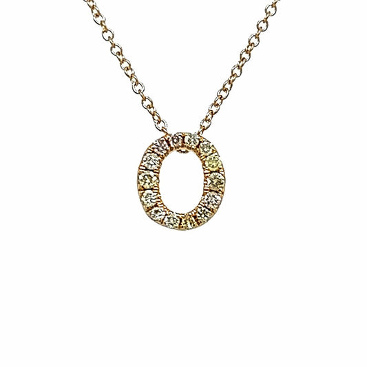 14k Yg 0.09 Rd Tcw Letter O Small Necklace