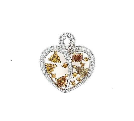 18k Wg Heart Shape Yellow Diamond Pendant