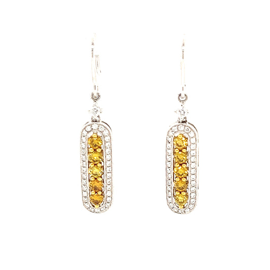 18k Wg 1.14 Rd Tcw Yellow Diamonds Drop Earrings
