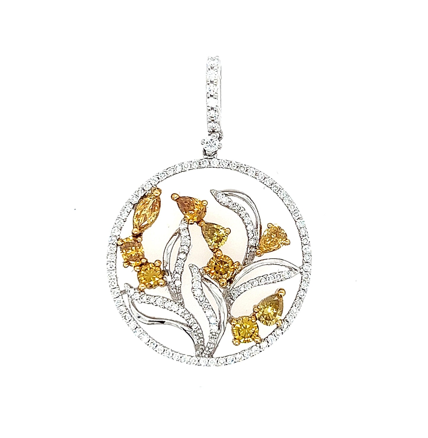 Colgante De Flor Circular De 18k Twt 1.38 Mx Tcw