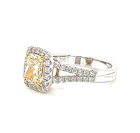 18k Twt 1.51 Cushion Fancy Yellow Halo Ring