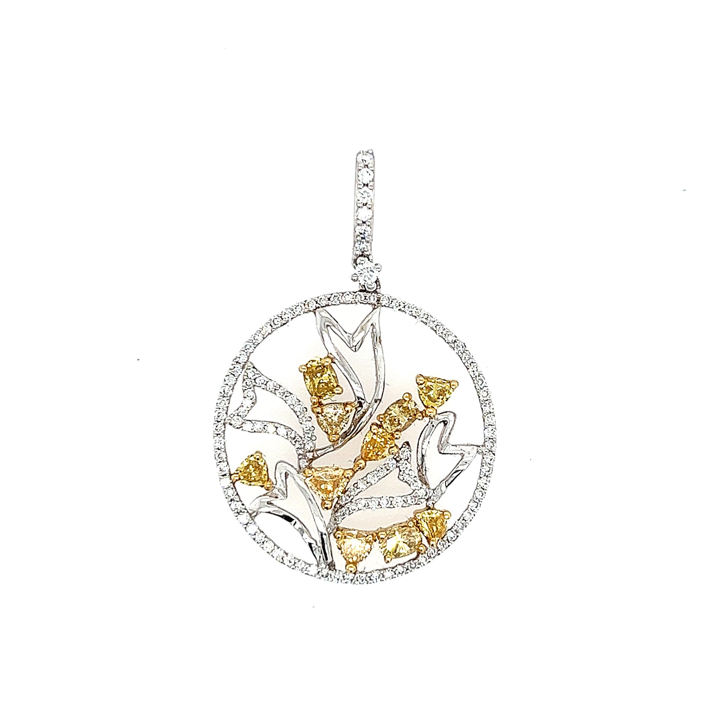 Colgante De Flores En Círculo De 18k Twt 1.38 Mx Tcw