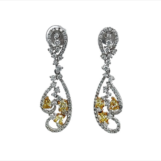 1.02 Cts  Natural Diamond Mix Fancy Yellow Earrings
