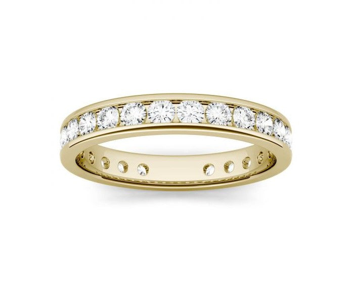 Alianza de eternidad redonda con canal de diamantes naturales de 0,32 quilates
