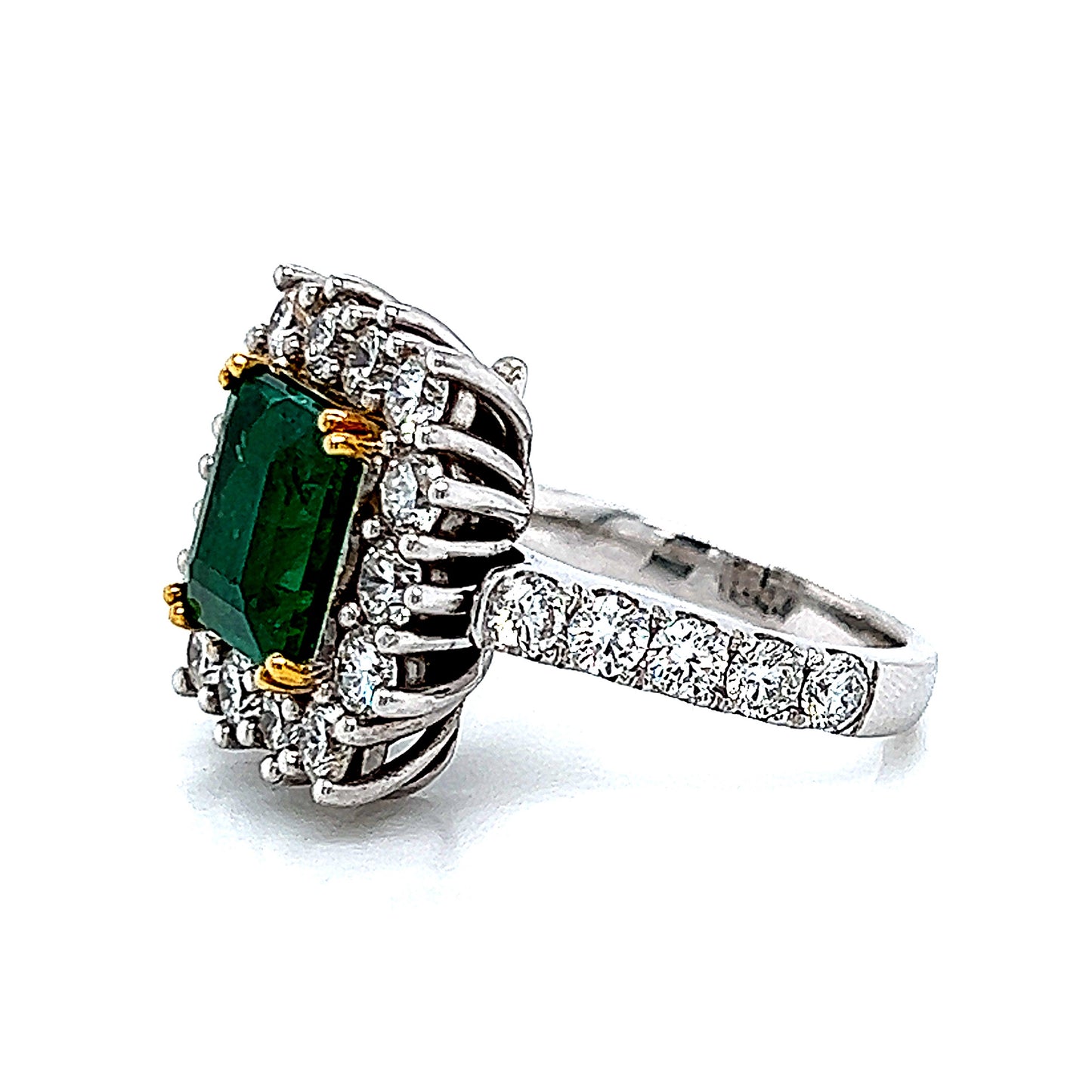 18k Twt 3.12 Cts Columbian Emerald & Diamonds Ring Pendant