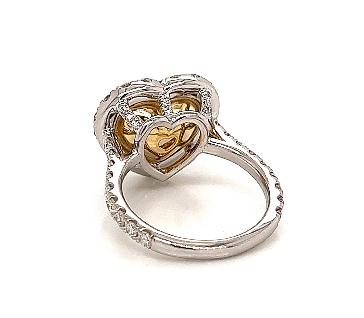 5.01 Cts Natural Heart Shape Fancy Brown Yellow Diamond Halo Ring GIA