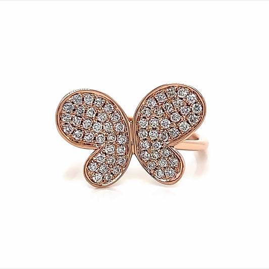 0.41 Cts Natural Diamond Butterfly Ring