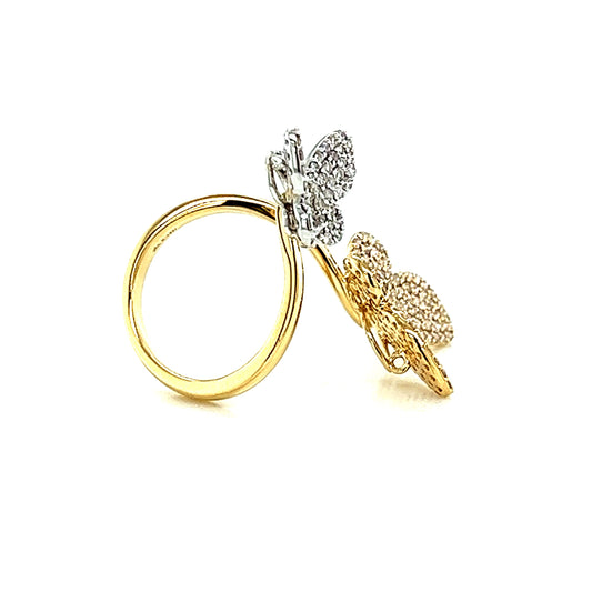 1.13 Cts Natural Diamond Double Butterfly Ring