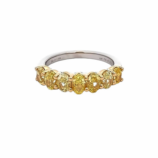 2.20 Cts Natural Diamond Fancy Yellow Half Oval Eternity Band