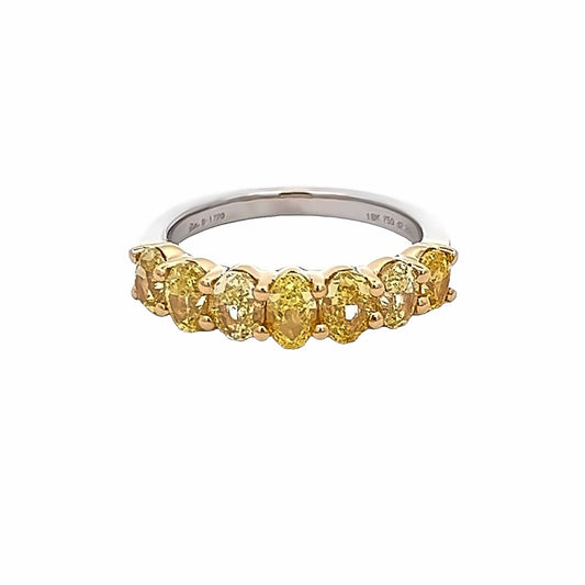2.16 Cts Natural Fancy Yellow Oval Diamond Half Eternity Band