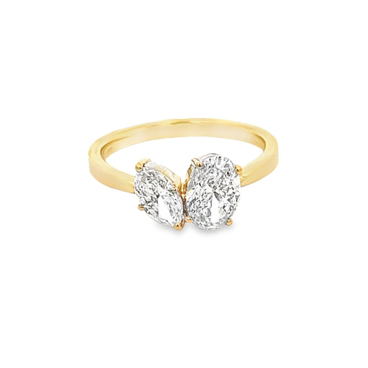 1.43 Cts Natural Diamonds Oval & Marquise Double Ring