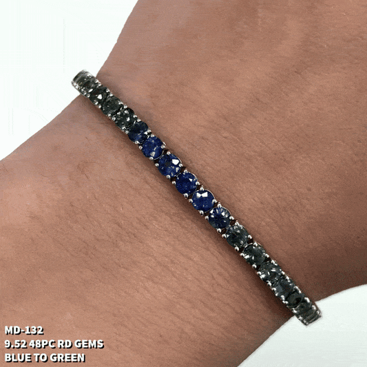 9.52 Cts. Gradient Sapphire Blend Blue to Green Tennis Bracelet