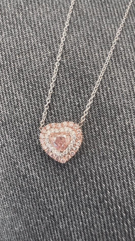 .50 Natural Pink Heart Shape Necklace GIA
