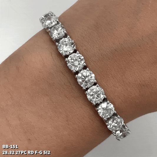 Brazalete de tenis de diamantes naturales mejorado con claridad de 18k Wg *28.32 Rd