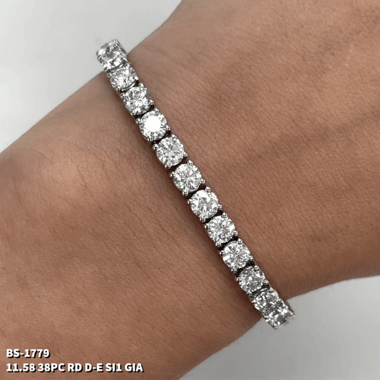 11,58 quilates. Pulsera Tenis Diamantes Redondos Naturales GIA
