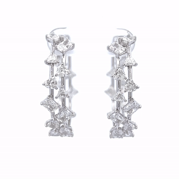 5.53 Cts Natural Mix Shape Diamond Hoop Earrings