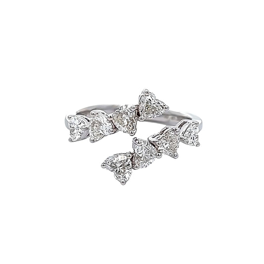 1.38 Cts Natural Diamond Heart Shape Overlap Ring