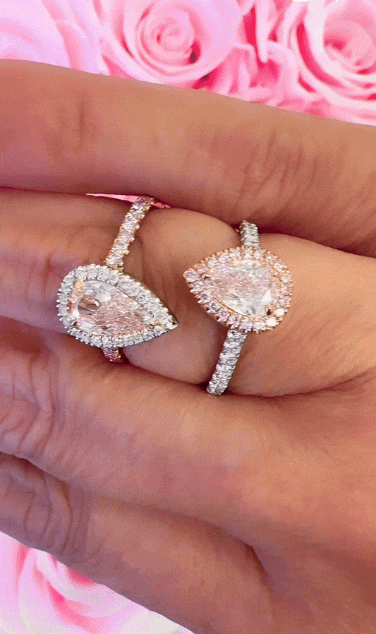 0.76 Natural Fancy Light Pink Pear Shape Halo Ring GIA