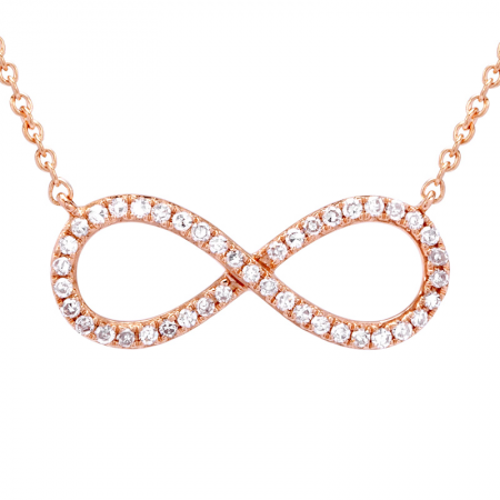 Collar de diamantes infinitos de oro de 14 k