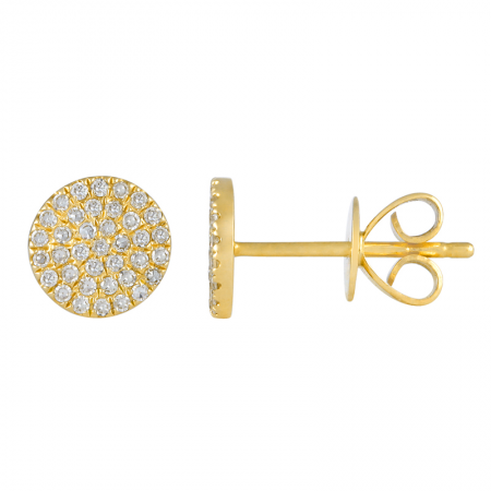 14k Gold Small Circle Diamond Earrings