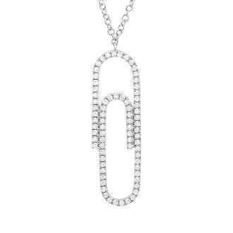 Collar de diamantes con clip de oro de 14 k