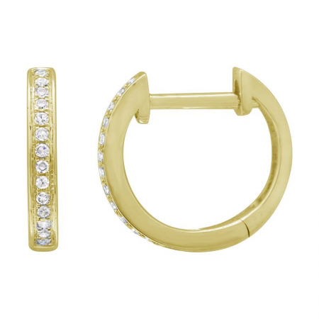 14k Gold Diamond Hoops Earrings