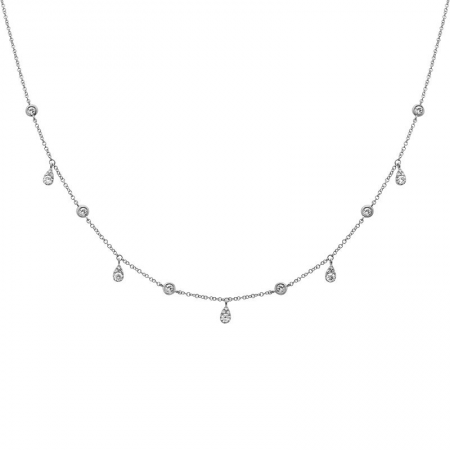 Collar de diamantes con gotas de Bazel en oro de 14 k