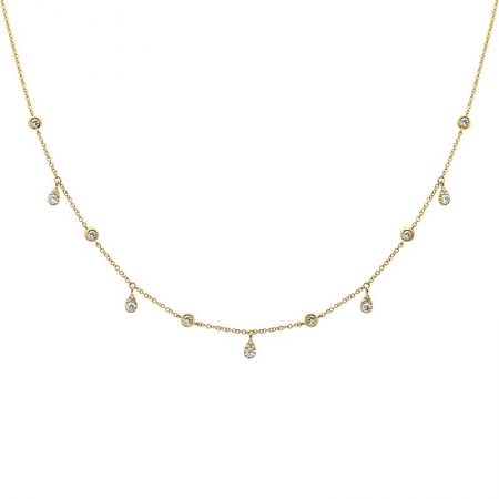 14k Gold Bazel Drops Diamond Necklace