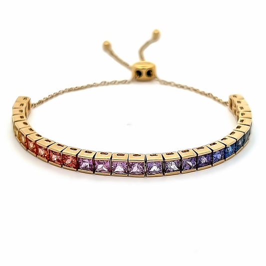 5.99 Cts  Rainbow Ombre Sapphire Adjustable Bracelet