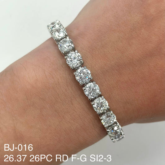 26,37 quilates. Pulsera de tenis con diamantes redondos naturales