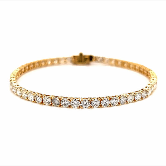 Pulsera De Tenis 4p De 18k Yg 7.08 Rd Tcw