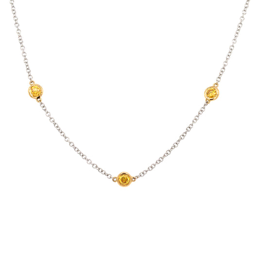 Collar de diamantes amarillos vivos elegantes de 18 k y 1,15 Rd Tcw cortados a medida