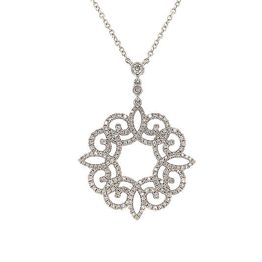 Collar De Filigrana De Diamantes De 18k Rg 1.18 Rd Tcw