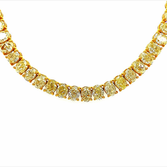 Collar de eternidad ovalado con diamantes naturales amarillos elegantes de 43,01 quilates