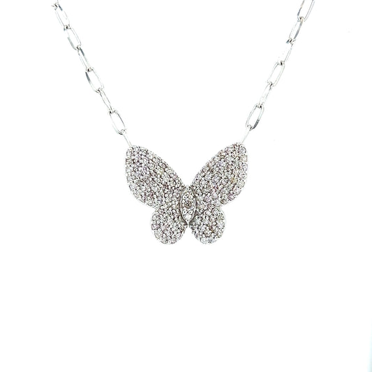 Collar de diamantes de mariposa de 18 k Wg 0,74 Rd Tcw