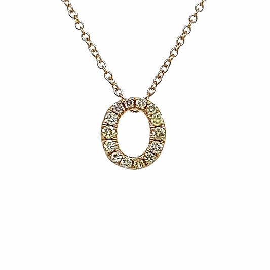 Collar pequeño con letra O de 14 k Yg 0,09 Rd Tcw