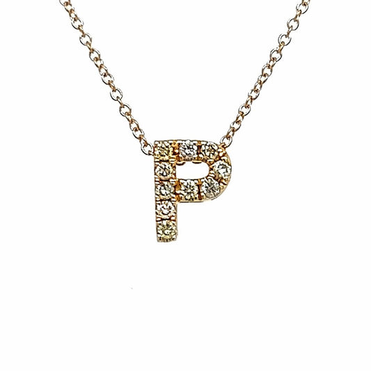 14K YG 0.10 RD TCW LETRA P SML