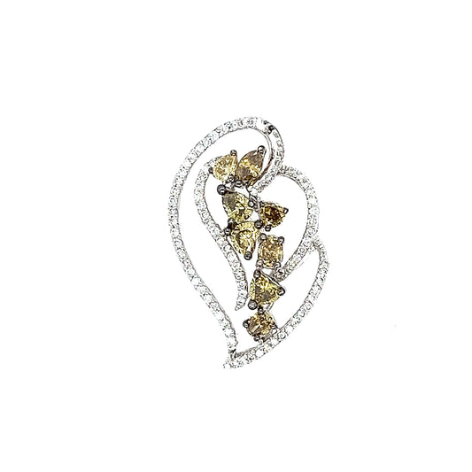 Colgante de diamante amarillo de lujo con forma de corazón doble de 18k Twt 0,86 Mx